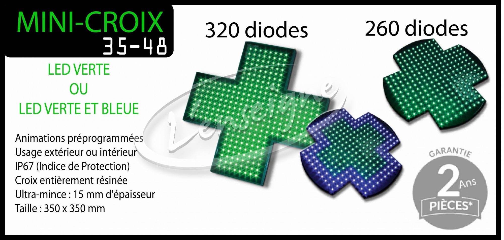 mini croix de pharmacie à diodes